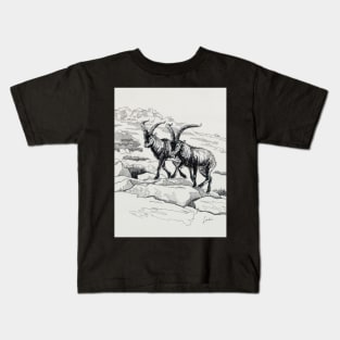 Capra Ibex on the mountain Kids T-Shirt